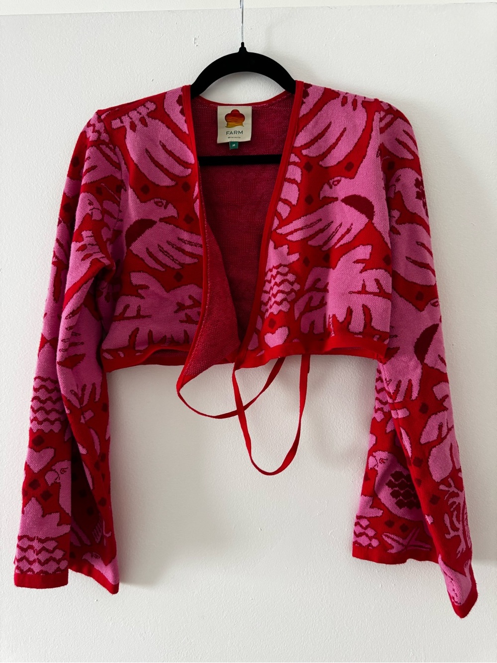 FARM Rio Vibrant Pink and Red Knit Cardigan